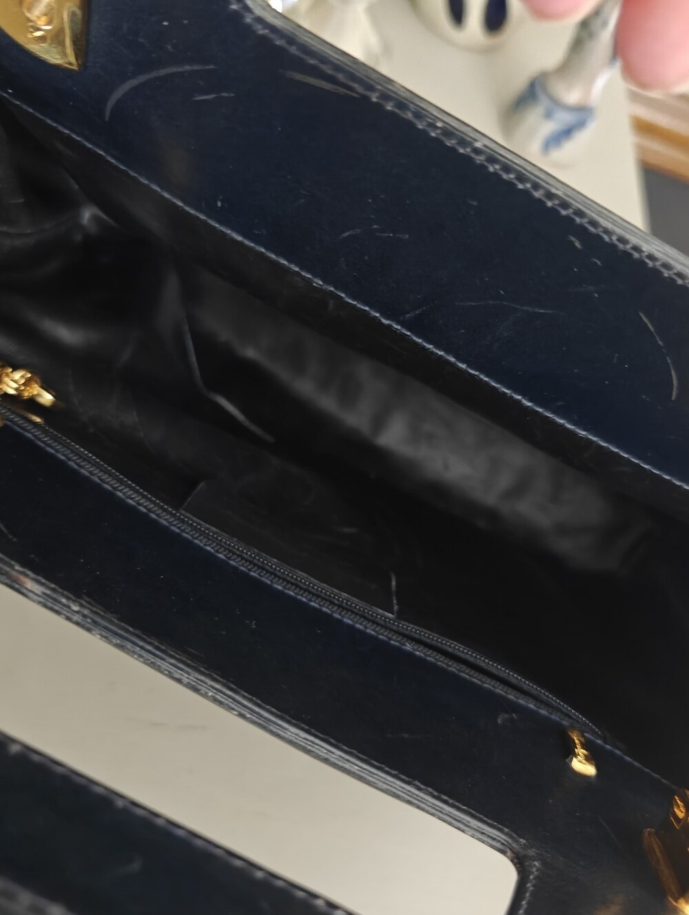 Salvatore Ferragamo Gancini Small Leather Hand Bag - Black with Gold Hardware - Picture 15 of 16